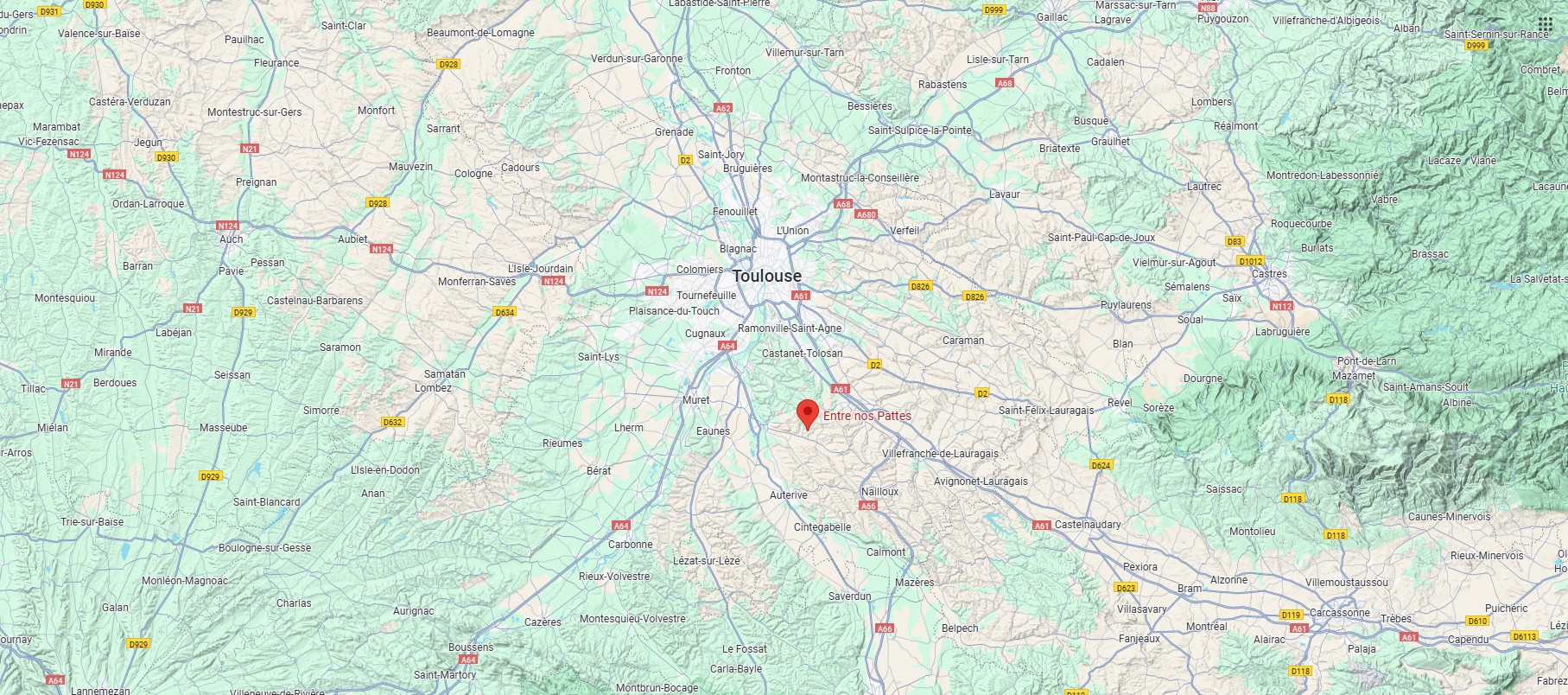 carte_entre_nos_pattes_toulouse Localisation Entre Nos Pattes